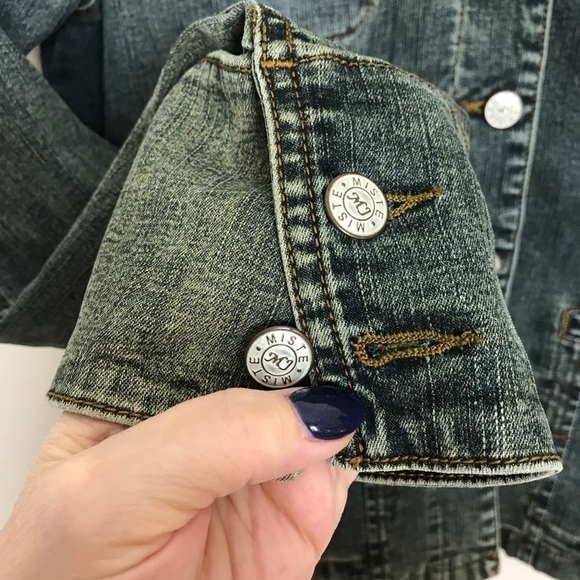 Miste Blue Denim Jacket Button Closure Pockets M - Picture 3 of 8